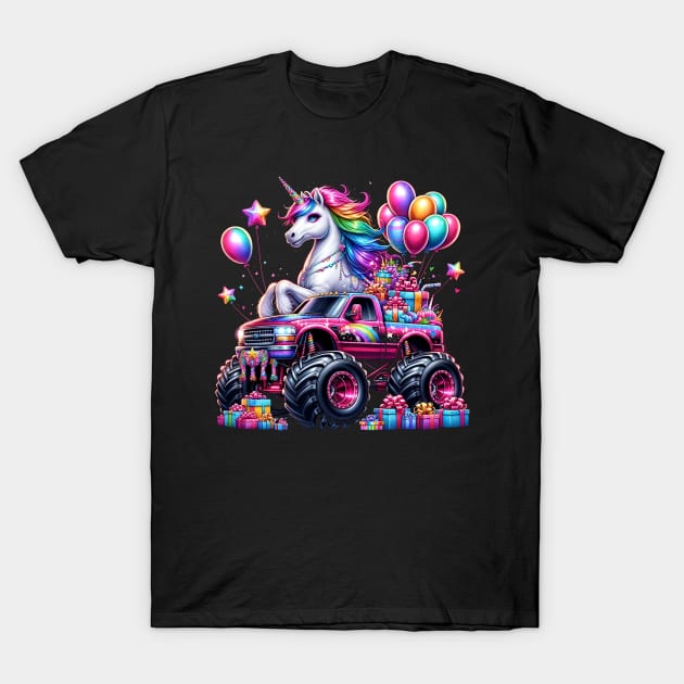 Monster Truck Unicorn Birthday Party Monster Truck Girl T-Shirt by ProCoffe